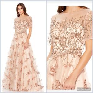 Mac Duggal 79317 Illusion Cap Sleeve A Line Gown Dress  10